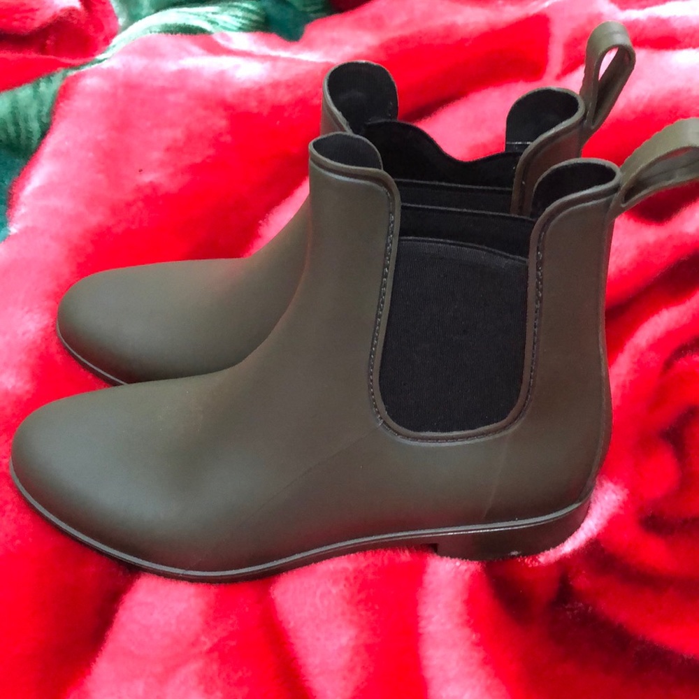 Olive green rain boots